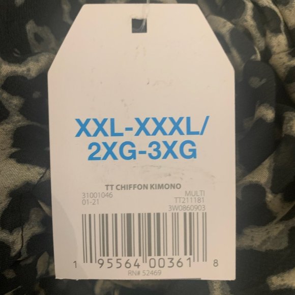 NWT TIME & TRU LEOPARD CHIFFON KIMONO 2XL-3XL - Picture 7 of 8
